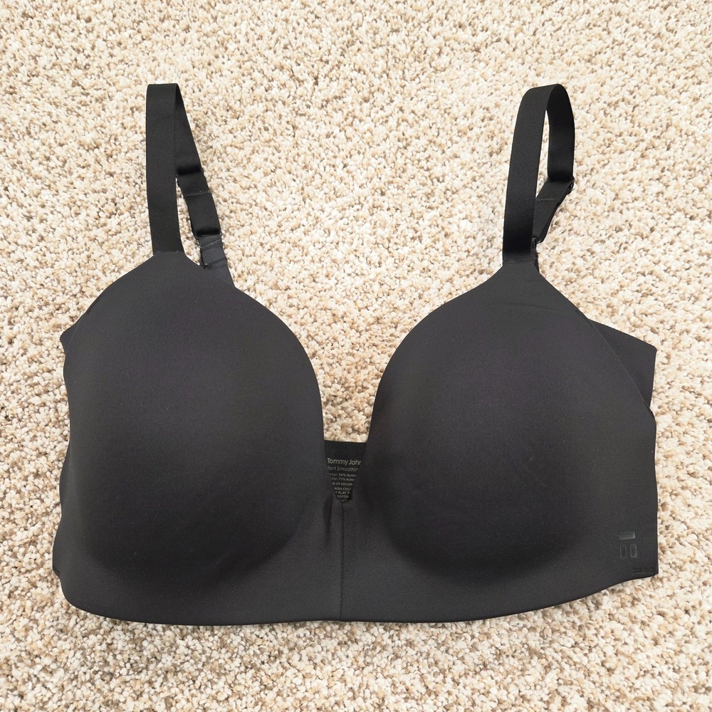 Tommy John Second Skin Lightly‎ Lined Wireless 32DD Bra Black Solid